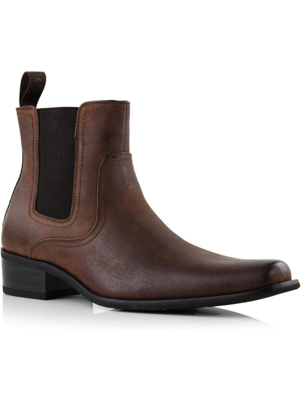 Mens Maple Brown Snip Toe Chelsea Pull On Dress Ankle Cowboy Casual Western Boot